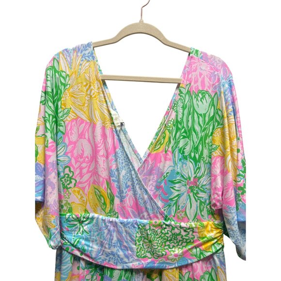 Lilly Pulitzer NWT Parigi Knit Green Yellow Pink Floral Romper Dress - Picture 8 of 9